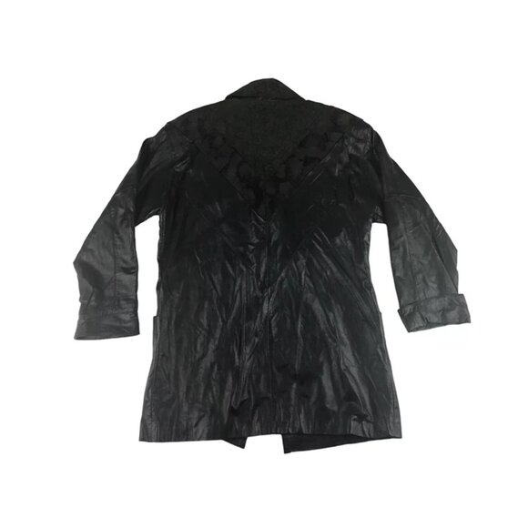 Brandon Thomas Overcoat Long Jacket Womens Black Leather Button Up Size Small - Picture 8 of 10